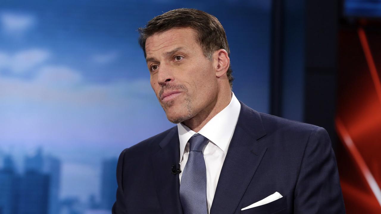Mandatory Credit: Photo by Richard Drew/AP/REX/Shutterstock (6047056f)Tony Robbins Tony Robbins, motivational speaker, personal finance instructor, and self-help author, is interviewed during the taping of "Wall Street Week," on the Fox Business Network, in New YorkWall Street Week Robbins, New York, USA.