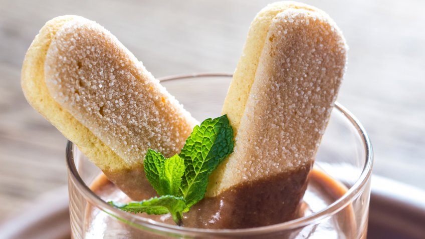 Chocolate mousse in glass.