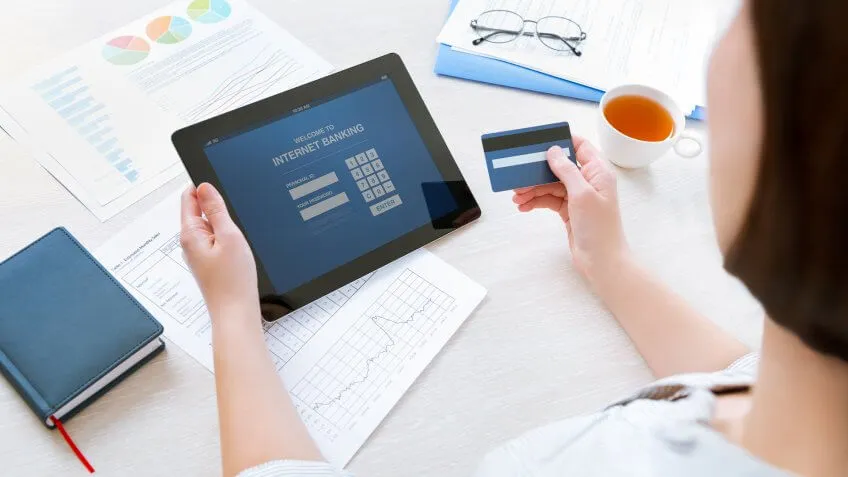 online banking on tablet