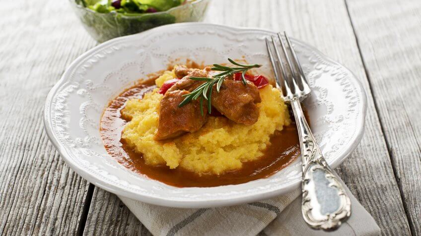 Baked Chicken Legs With Soft Polenta