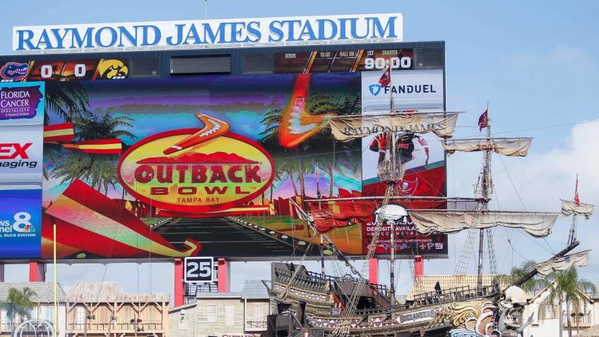 Mandatory Credit: Photo by Scott Kinser/CSM/REX/Shutterstock (7689087bi)the Outback Bowl at Raymond James Stadium in Tampa, FLNCAA Football Iowa vs Florida, Tampa, USA - 02 Jan 2017.