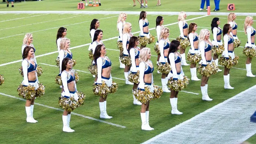 cheerleaders on football field