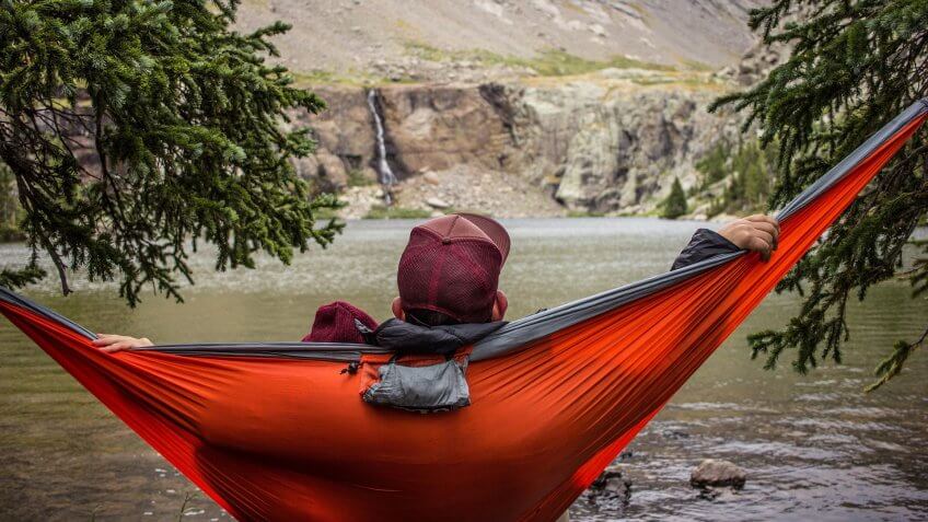 man in hammock.