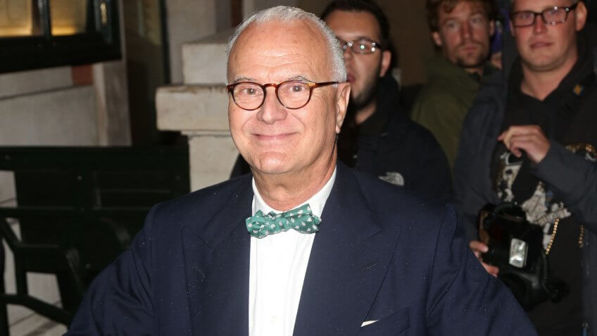 Manolo Blahnik arriving for London Fashion Week SS14 - Vogue dinner held at Balthazar, London.