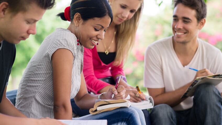 group of students studying together
