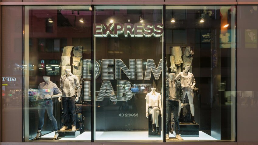 Express clothing store window display