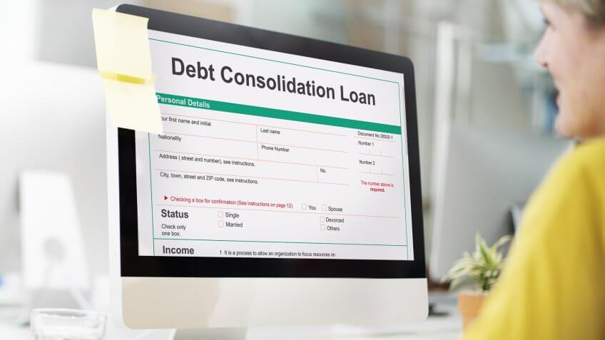 woman browsing debt consolidation loan page