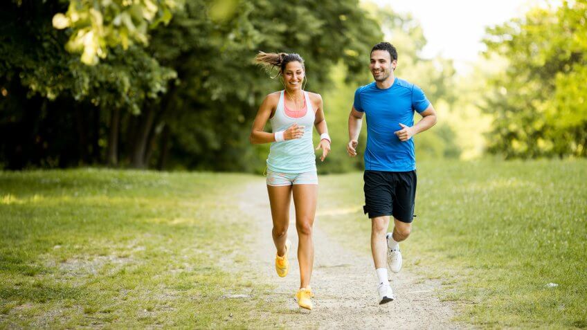 couple running in the park