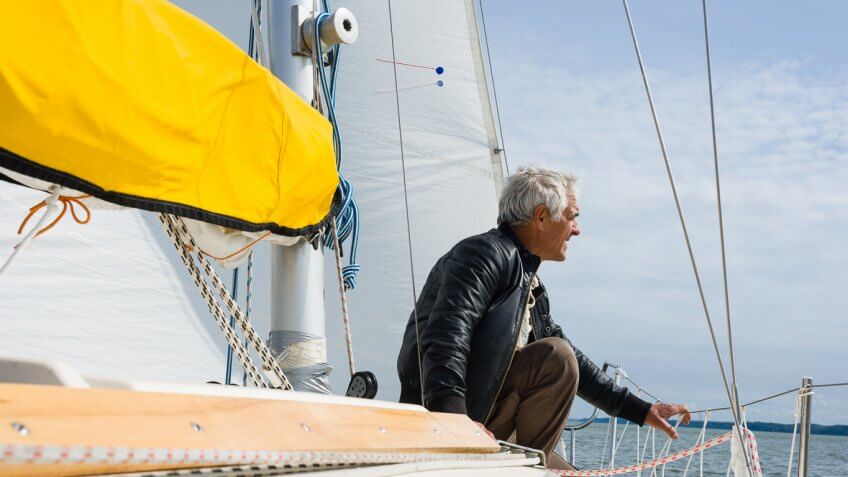 senior man on boat