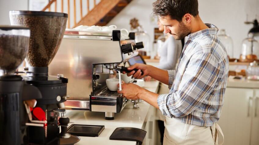 barista making espresso