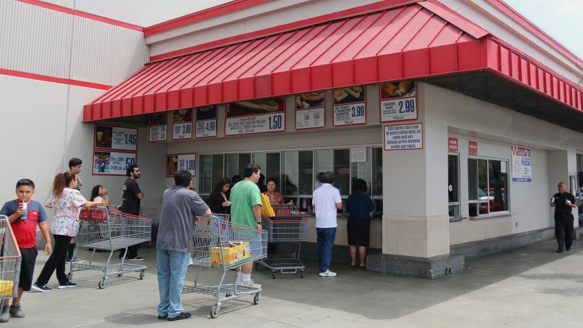 person standing in line to buy food
