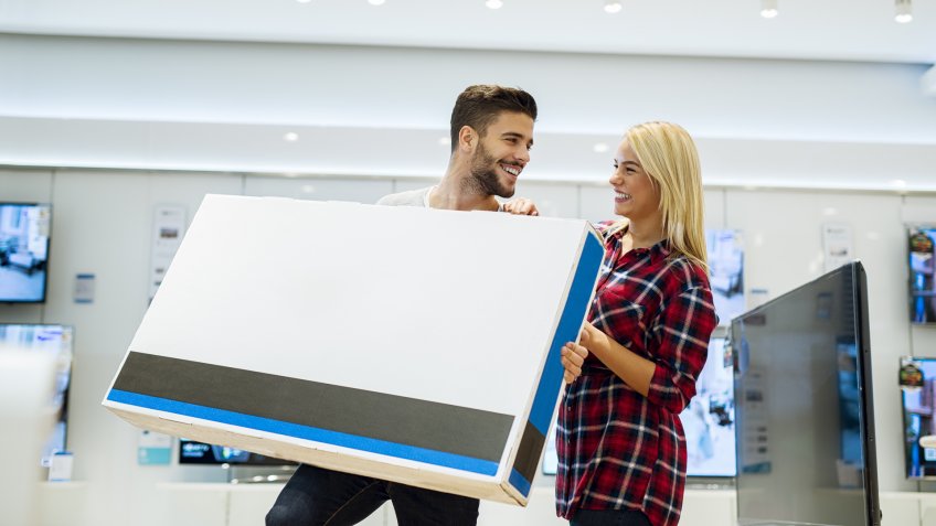 couple with television