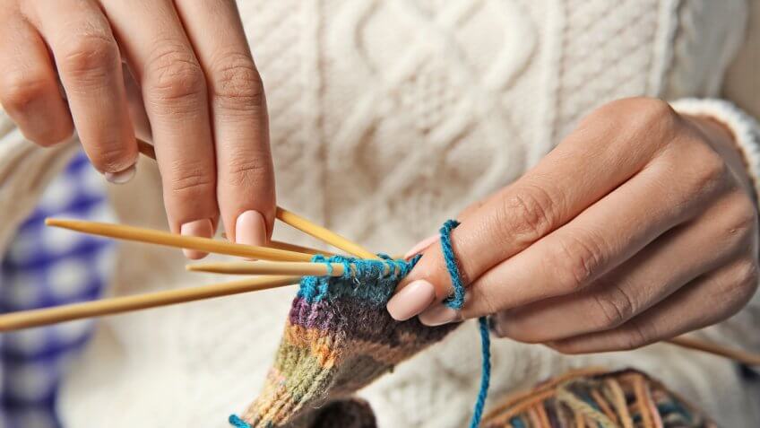 woman knitting
