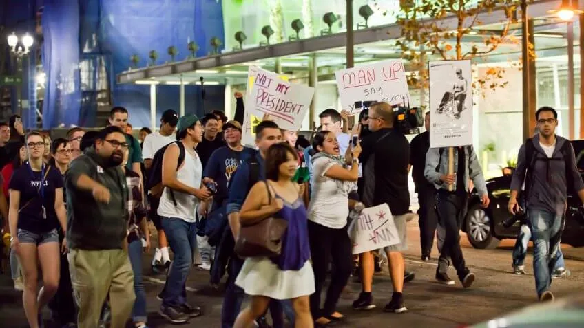 people protesting on the street