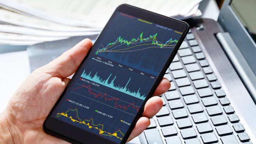 Stock market data on moblie phone.