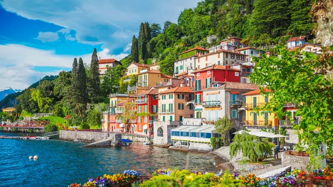 View of Varenna town at Lake Como, Italy.