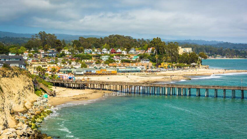 View of the pier and beach in Capitola, California.