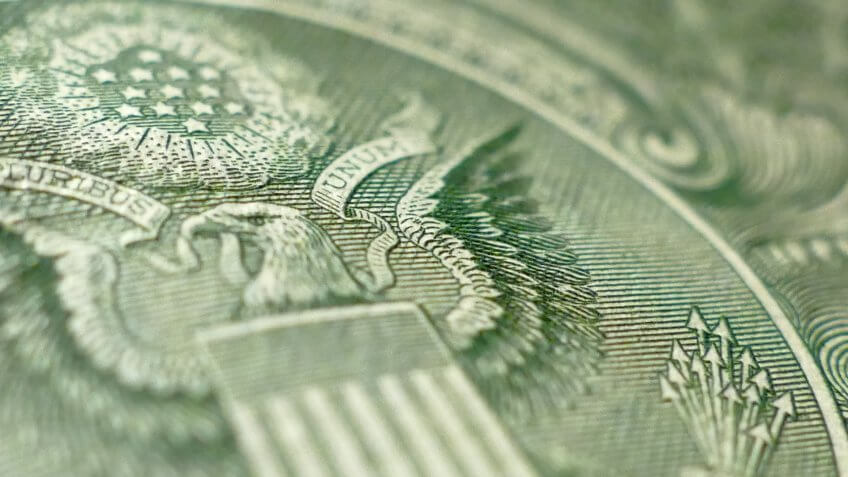 close up of US dollar bill eagle