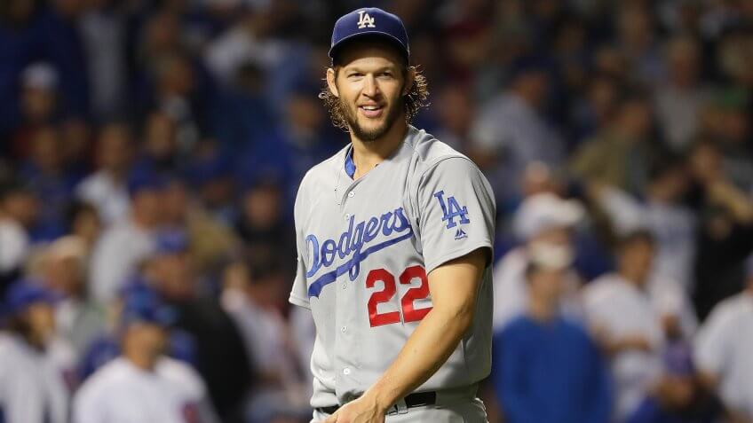 CHICAGO, IL - OCTOBER 16: Clayton Kershaw #22 of the Los Angeles Dodgers walks off the field after pitching the seventh inning against the Chicago Cubs during game two of the National League Championship Series at Wrigley Field on October 16, 2016 in Chicago, Illinois.