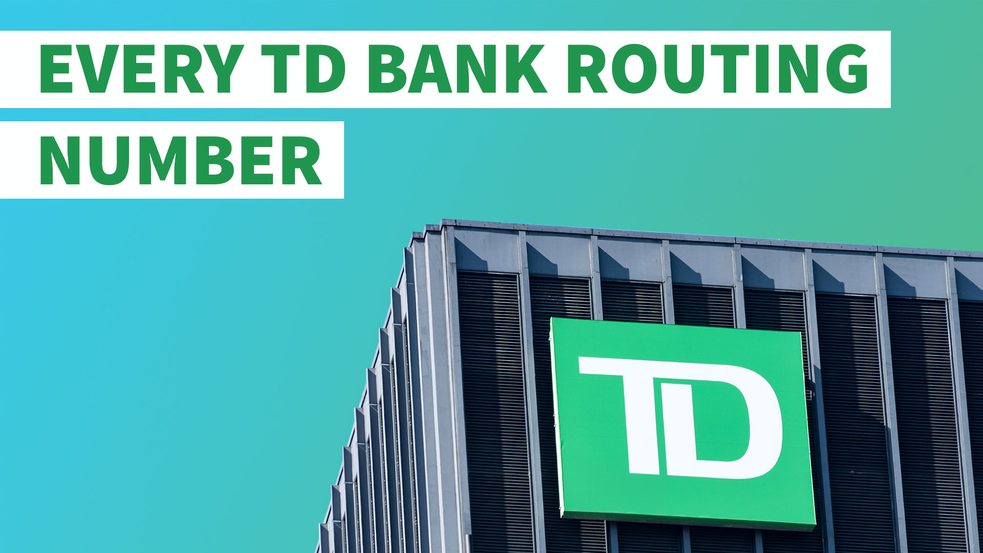 Check Sample And Td Bank Routing Numbers