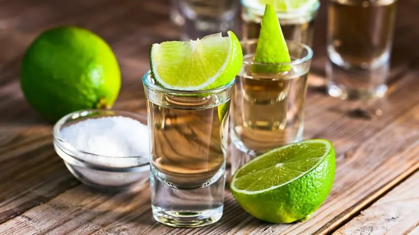 tequila shots with lime and salt for national tequila day