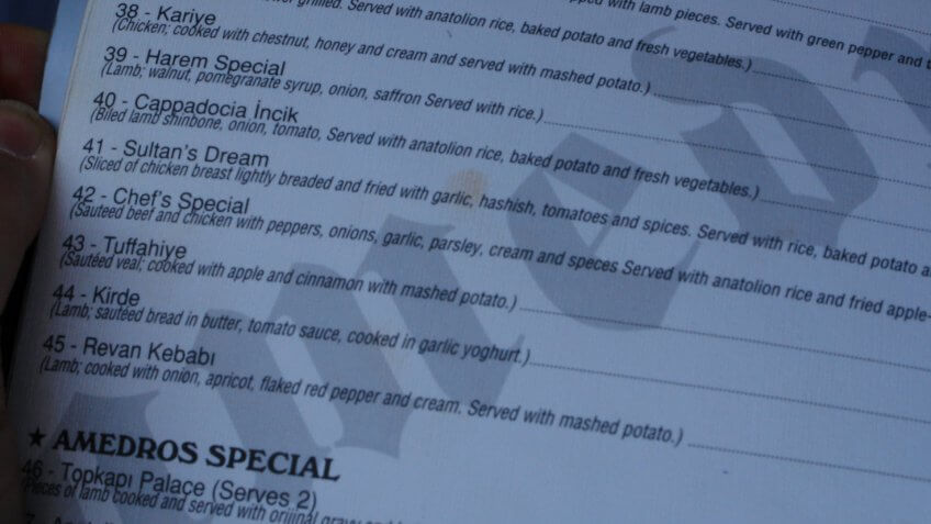 restaurant menu