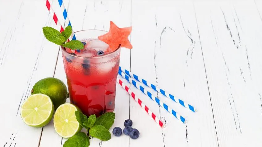 6 Red, Watermelon blueberry mojito. Patriotic drink cocktail for 4th of, White and Blue Batch Cocktails for Under $12