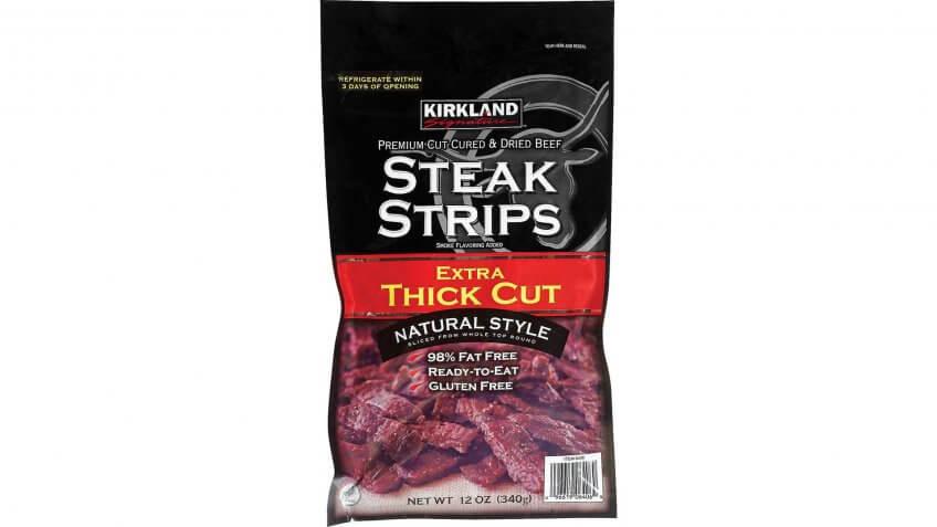 Kirkland Extra Thick Cut Steak Strips: $13.99