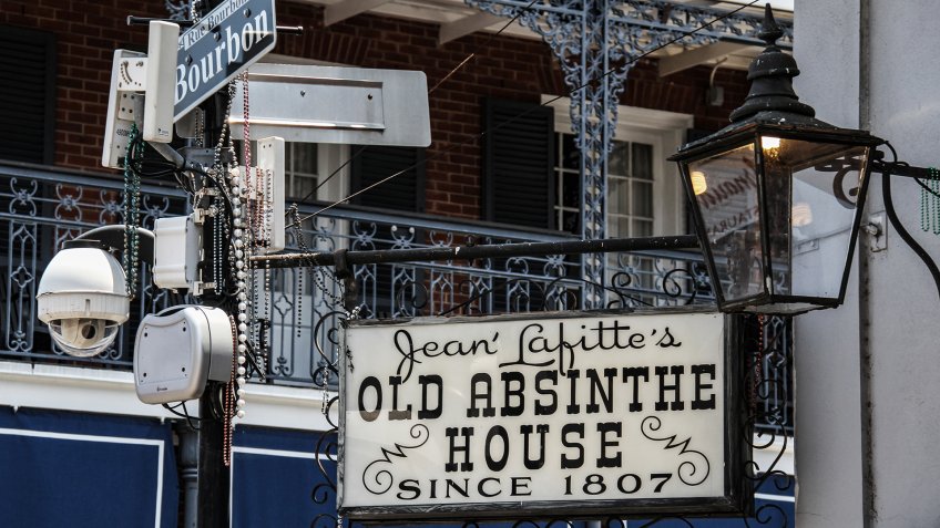 NEW ORLEANS / UNITED STATES - JULY 7, 2011: Jean Lafitte's Old Absinthe House, a landmark New Orleans watering hole established in 1807 on Bourbon Street.