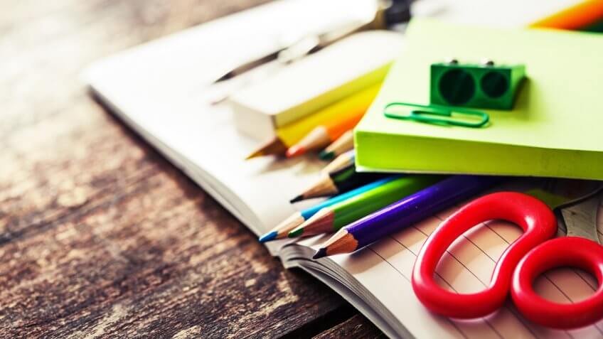 School supplies on wooden background, The Best and Worst Things to Buy in August 2017