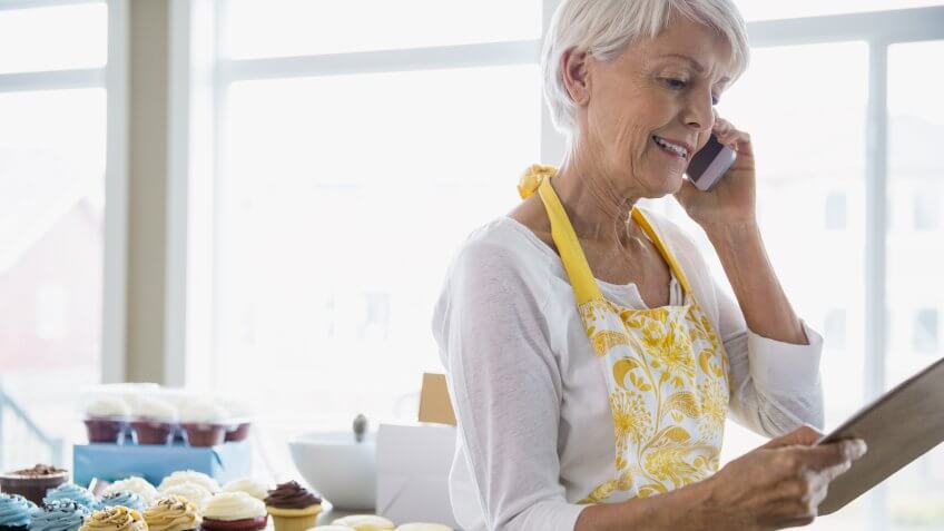 senior adult woman on the phone