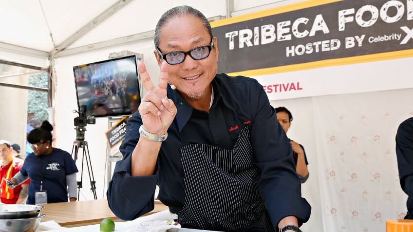 NEW YORK, NY - APRIL 27: Chef Masaharu Morimoto gives a cooking demonstration during the Family Festival Street Fair/ESPN Sports Day during the 2013 Tribeca Film Festival on April 27, 2013 in New York City.