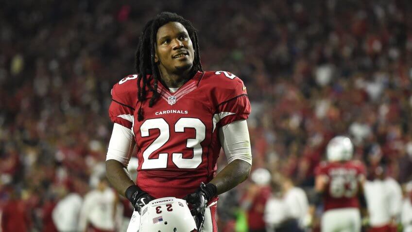 GLENDALE, AZ - OCTOBER 26: Running back Chris Johnson #23 of the Arizona Cardinals looks on in the second half of the NFL game against the Baltimore Ravens at University of Phoenix Stadium on October 26, 2015 in Glendale, Arizona.