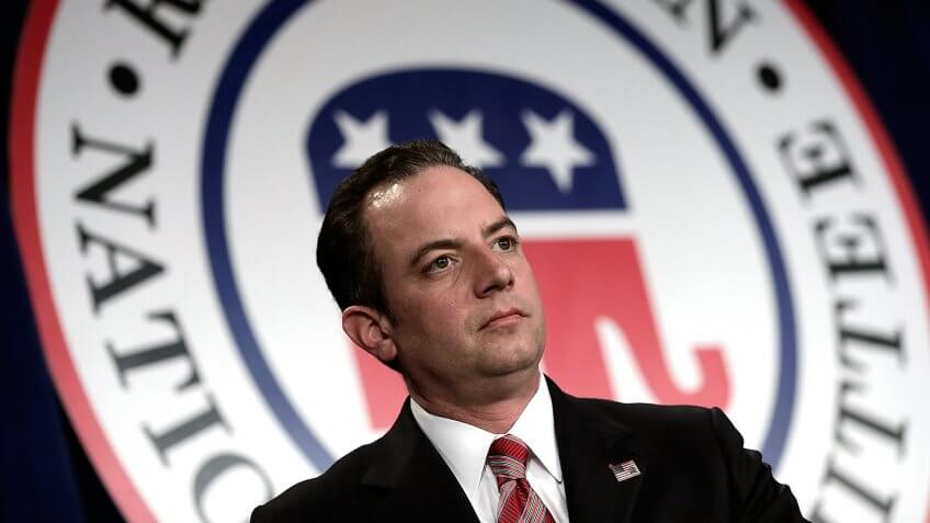 WASHINGTON, DC - JANUARY 24: Republican National Committee Chairman Reince Priebus speaks at the annual RNC winter meeting January 24, 2014 in Washington, DC.