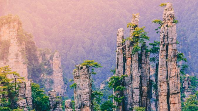 Yunqing rock scenic view at Zhangjiajie national forest park,Wulingyuan,Hunan,China.