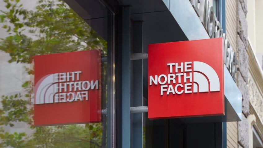 2016 in New York. The North Face Inc. is an outdoor product comp, NEW YORK - SEPTEMBER 7:The North Face red store sign in Wooster