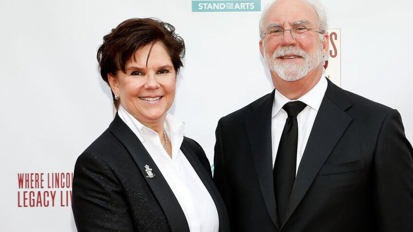 WASHINGTON, DC - JUNE 04: Chairman and CEO of General Dynamics Phebe Novakovic and her husband David Morrison attend the 2017 Ford's Theatre Gala, sponsored in part by Ovation, at Ford's Theatre on June 4, 2017 in Washington City.