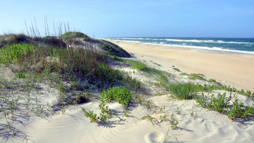 Sand Dune in Cape Hatteras National Seashore, on Hatteras Island, North Carolina, USA.