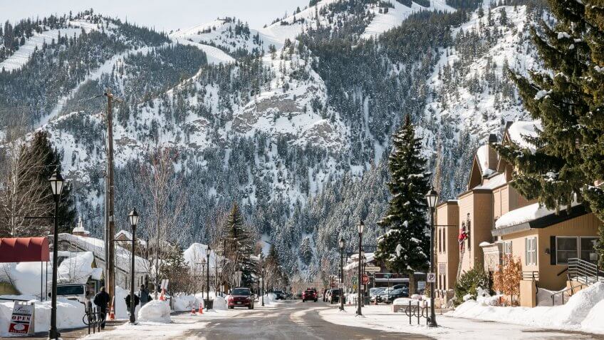 Views Of The Town Of Ketchum And Sun Valley Resort In Idaho.