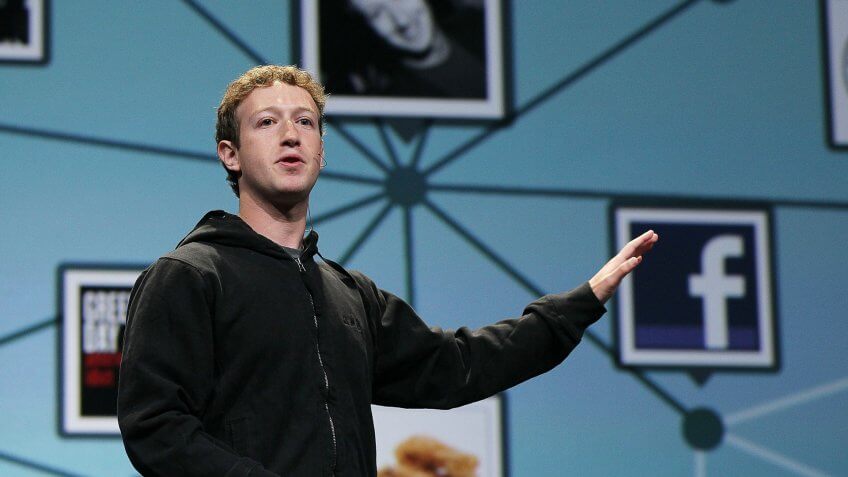 SAN FRANCISCO - APRIL 21: Facebook founder and CEO Mark Zuckerberg delivers the opening keynote address at the f8 Developer Conference April 21, 2010 in San Francisco, California.