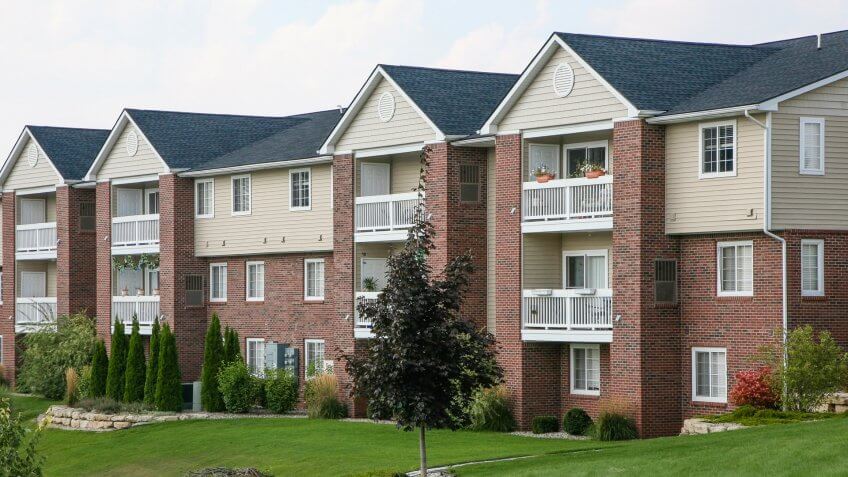 Newly constructed apartment building in the US Midwest.