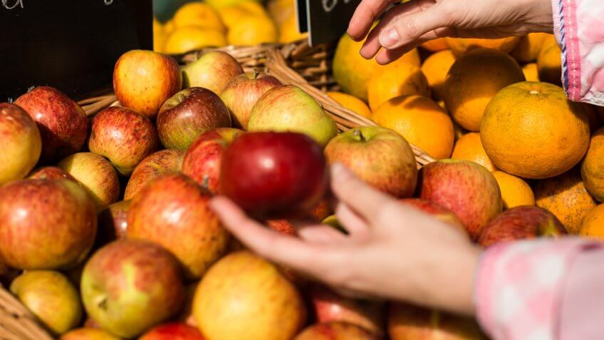 Fresh organic fruits sold on the market.