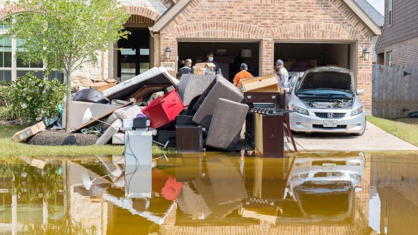 flooding disaster house.