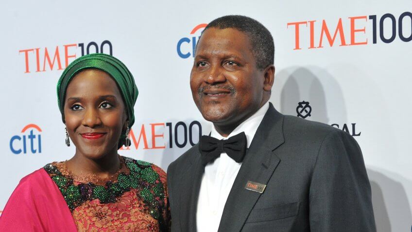 NEW YORK, NY - APRIL 29: Halima Dangote (L) and Honoree Aliko Dangote attend the TIME 100 Gala, TIME's 100 most influential people in the world, at Jazz at Lincoln Center on April 29, 2014 in New York City.