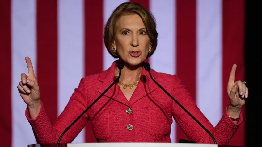 HOUSTON, TX - MARCH 15: Carly Fiorina speaks at a watch party for Republican presidential candidate Sen.