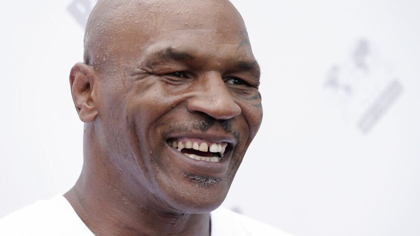 BEIJING, CHINA - MAY 24: Former Heavy Weight Champion Boxer Mike Tyson attends the Great Wall Weigh-in of IBF World Boxing Championship Bout at Mutianyu on May 24, 2016 in Beijing, China.