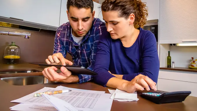 couple working on finances