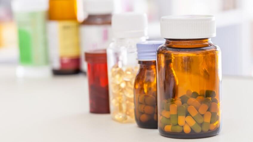 medicine bottles.
