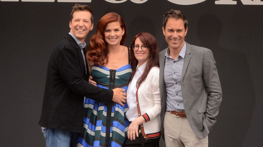 LOS ANGELES - AUG 2: Sean Hayes, Debra Messing, Megan Mullally, Eric McCormack at the "Will & Grace" Start of Production Kick Off Event at the Universal Studios on August 2, 2017 in Universal City, CA.