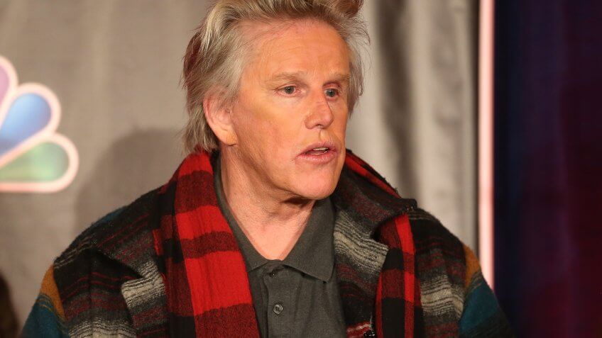 PASADENA, CA - JANUARY 06: Actor Gary Busey speaks onstage at the "All Star Celebrity Apprentice" breakfast session during the NBCUniversal portion of the 2013 Winter TCA Tour- Day 3 at the Langham Hotel on January 6, 2013 in Pasadena, California.